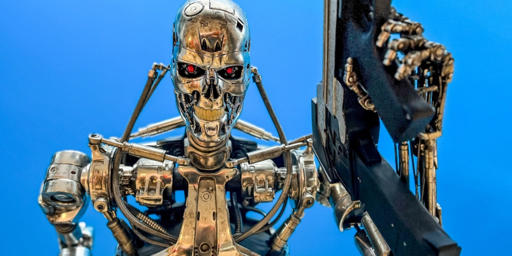 The terminator robot med ett vapen