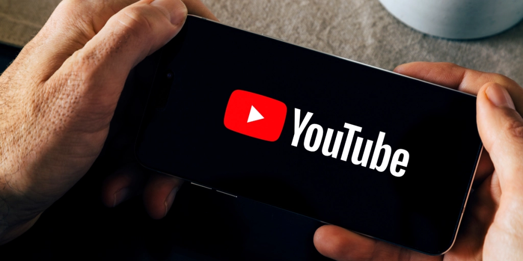 YouTube logo på en mobilskärm