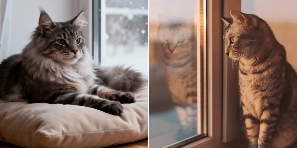 Katt, Katter tittar ut genom fönstret