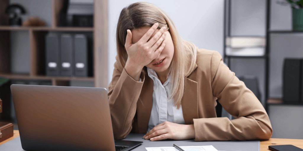 Stressad kvinna
