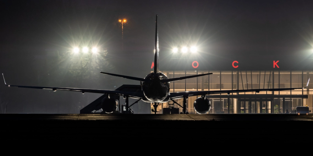 Moscow oblast, Vnukovo Airport/ Russia-12.24.19: Tu-204 is staying on night apron.