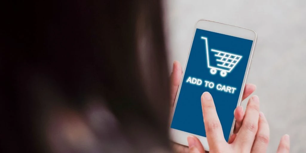 Online shopping add to cart smartphone