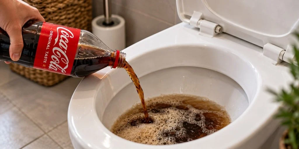 Hæld en halv liter Coca-Cola i toilettet og se magien ske: Kalken forsvinder pludselig af sig selv