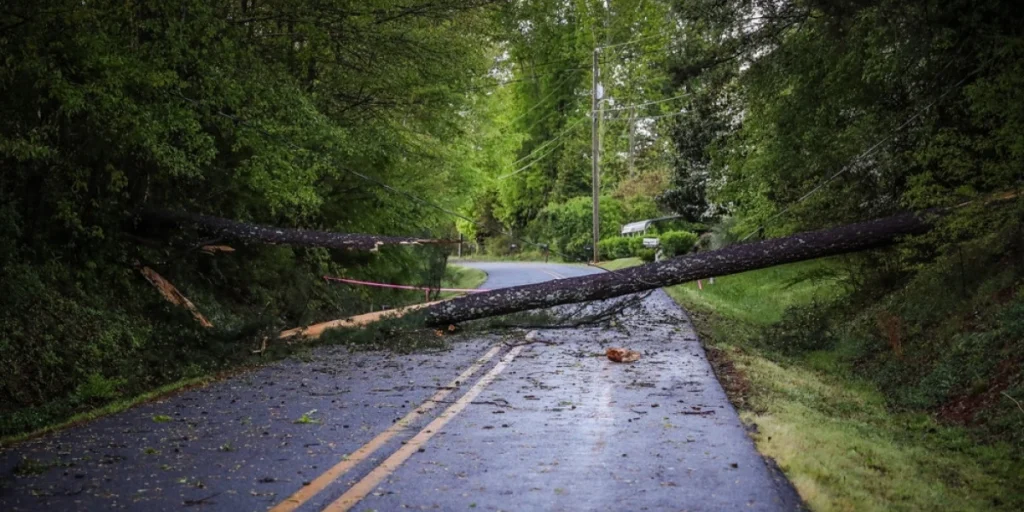 Væltet træ efter storm