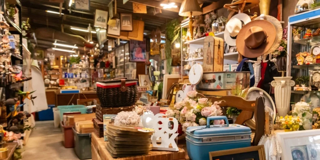 Second-hand,Goods,Market,,Interior,Of,Thrift,Store,With,Antiques,,Brocante,