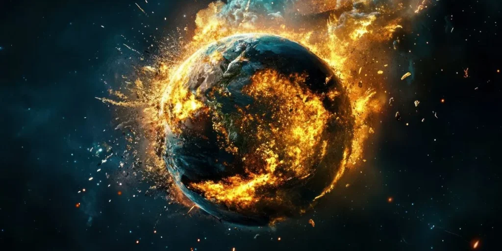 Exploding Alien Planet at Close Range