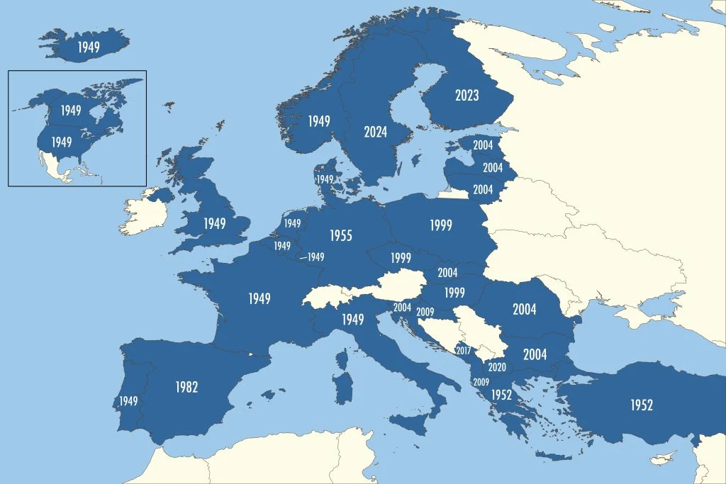 Map of NATO, year of becoming a member