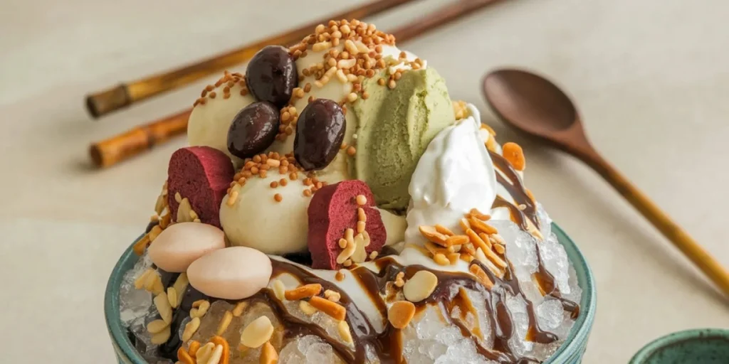 Shaved,Ice,Dessert, iskrem, icecream, chopsticks, spoon, spisepinner spisepinder